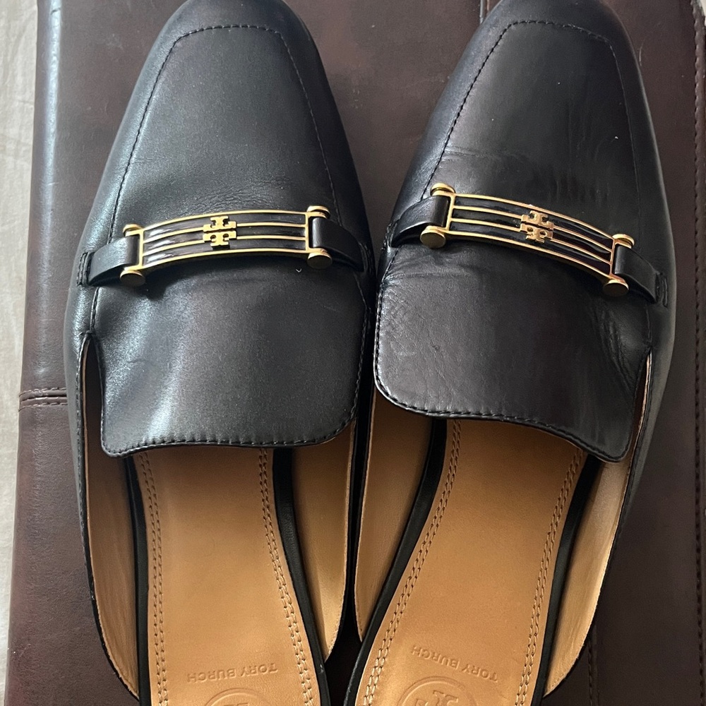 Tory Burch Black Leather bottom Slides size 10.5 - Picture 3 of 12